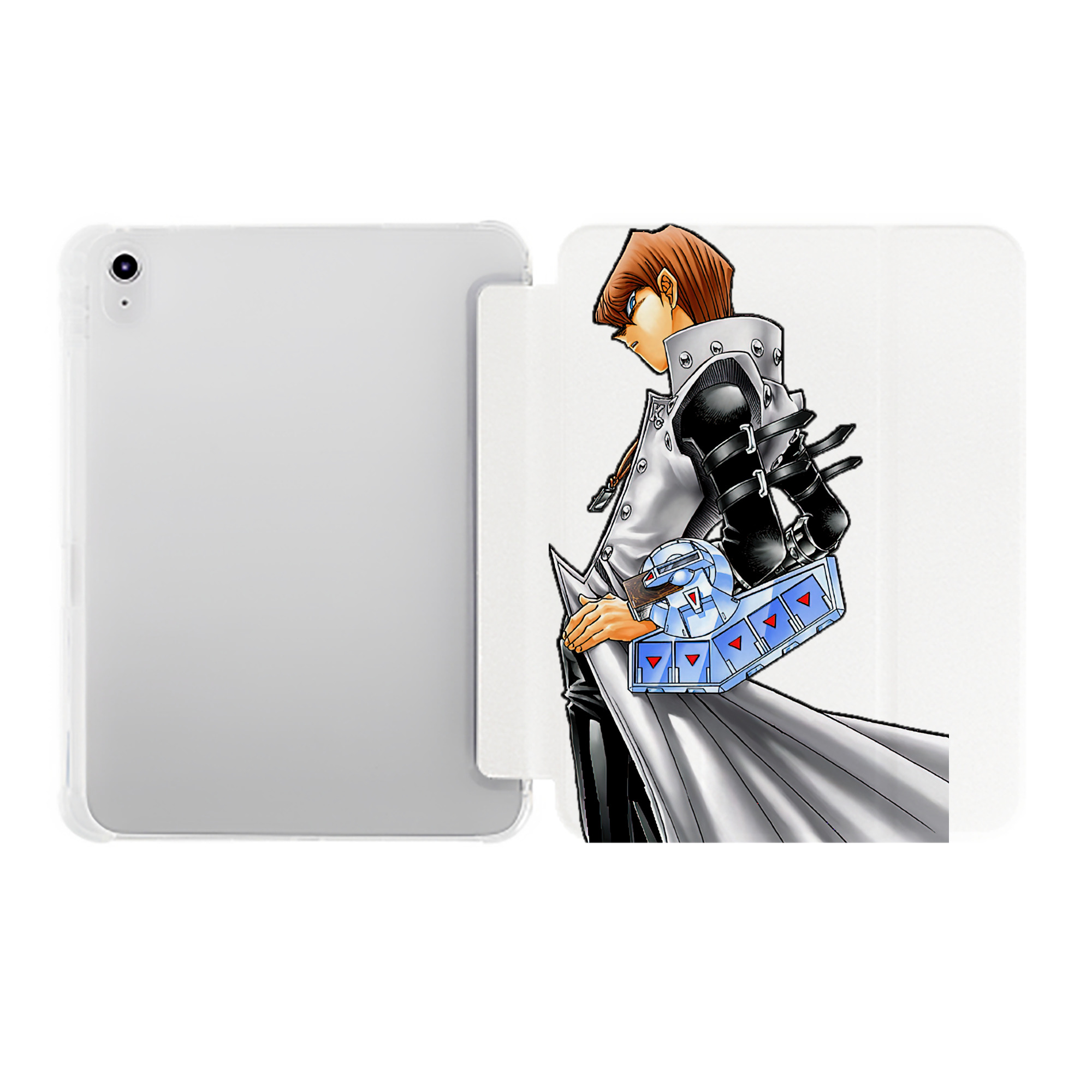 （画像用） 遊☆戯☆王 Yu-Gi-Oh! IPad ケース ペン収納付き 三つ折りスタンド PUレザー×シリコン 対応機種9.5/10.5/10.9インチ